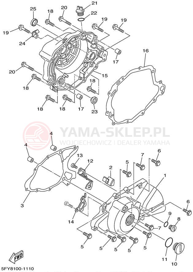 Schemat "Pokrywa silnika" do Yamaha TW200 TW200PC/TW200P
