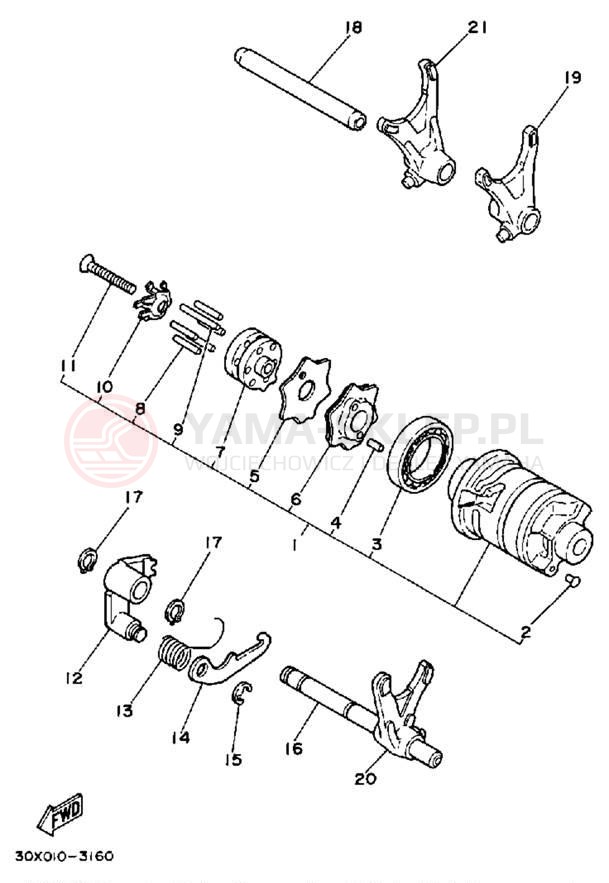Schemat "Wodziki, automat" do Yamaha XT350S/XT350SC