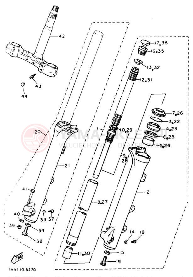 Schemat "Amortyzatory przód" do Yamaha MAXIM X XJ700XNC/XJ700XN