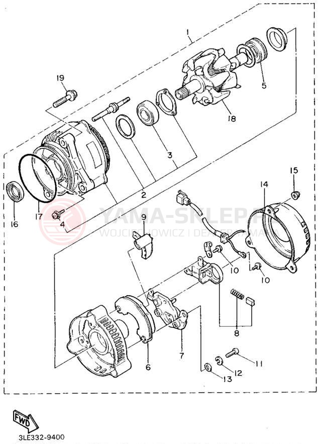 Schemat "prądnica" do Yamaha FZR1000G/FZR1000GC