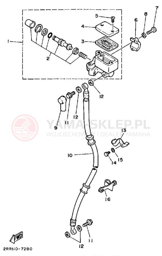 Schemat "Pompa hamulcowa przednia" do Yamaha YSR50B