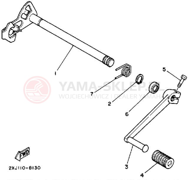 Schemat "Dźwignia zmiany biegów, wałek" do Yamaha BLASTER YFS200W