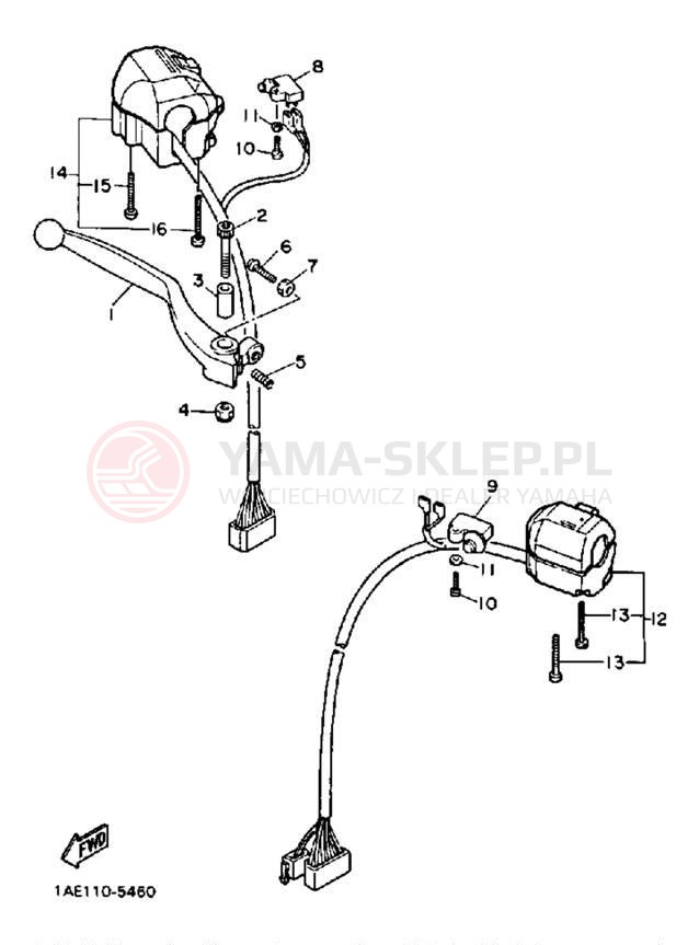 Schemat "Kierownica i osprzęt" do Yamaha FZ700TC/FZ700T