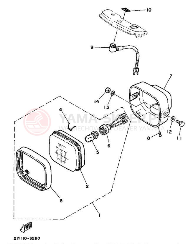 Schemat "Lampa przód" do Yamaha YT125K