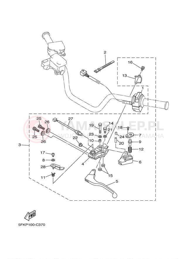 Schemat "Kierownica i osprzęt" do Yamaha BANSHEE SE YFZ350SET