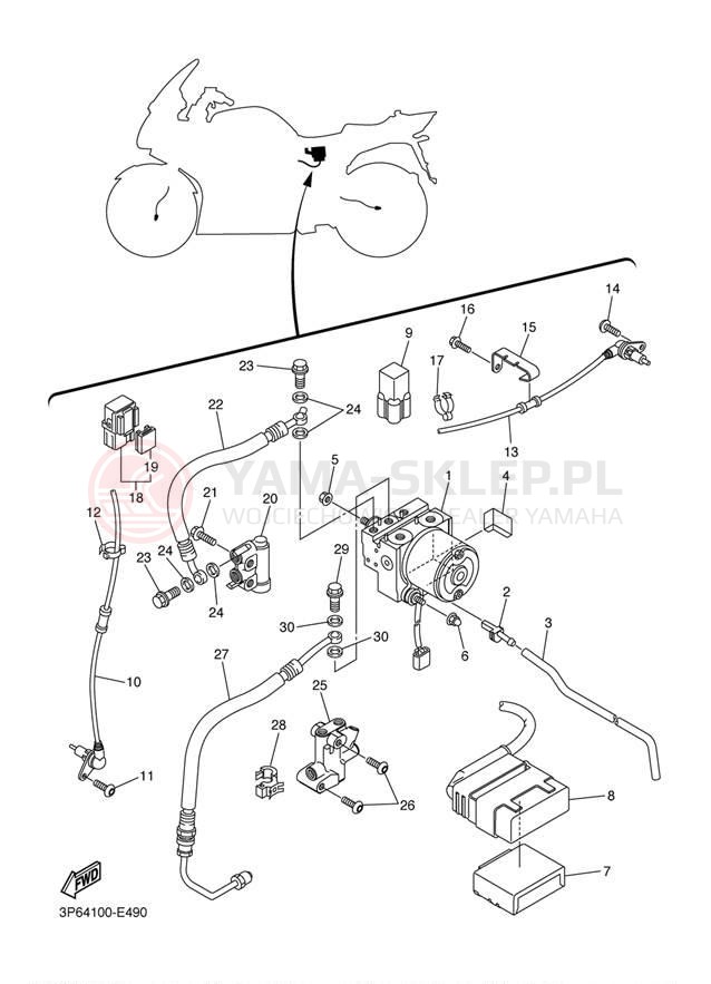 Schemat "układ elektryczny" do Yamaha FJR1300A FJR13AW/FJR13AWC
