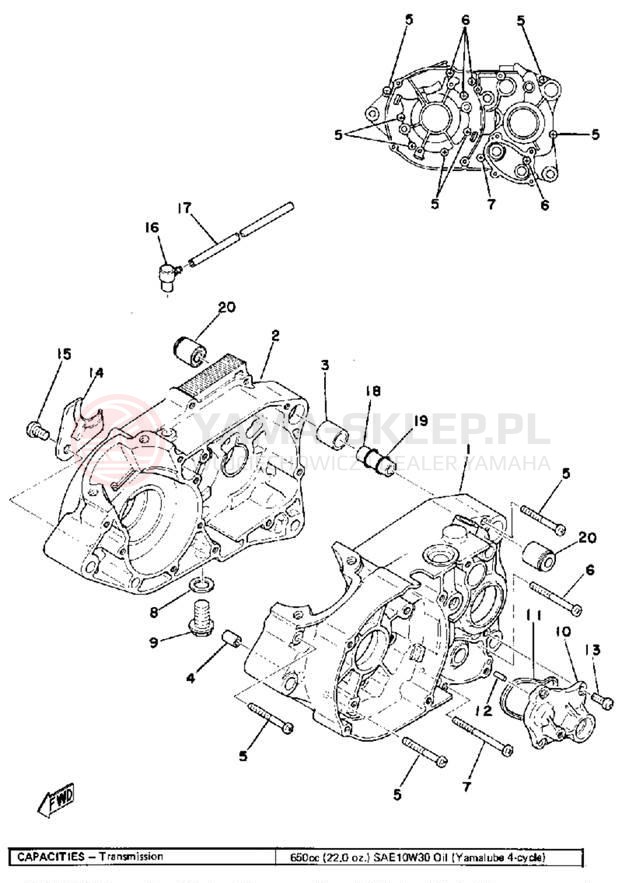 Schemat "Obudowa silnika" do Yamaha TY175B