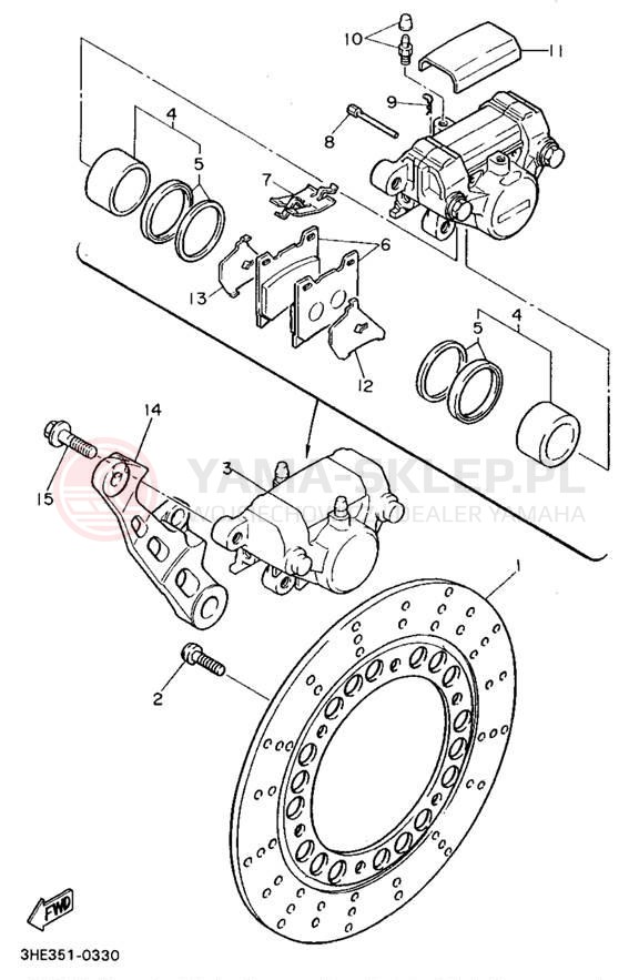 Schemat "Zacisk hamulcowy tylny" do Yamaha FZR600RG/FZR600RGC