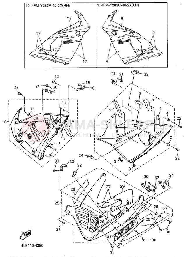 Schemat "elementy nadwozia" do Yamaha YZF750RF/YZF750RFC