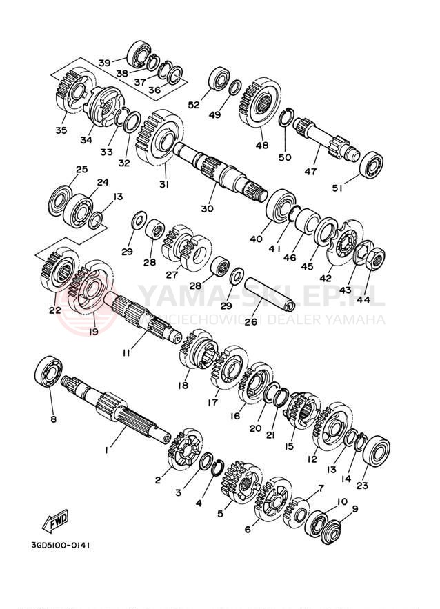Schemat "Skrzynia biegów " do Yamaha RAPTOR 350 YFM35RDW