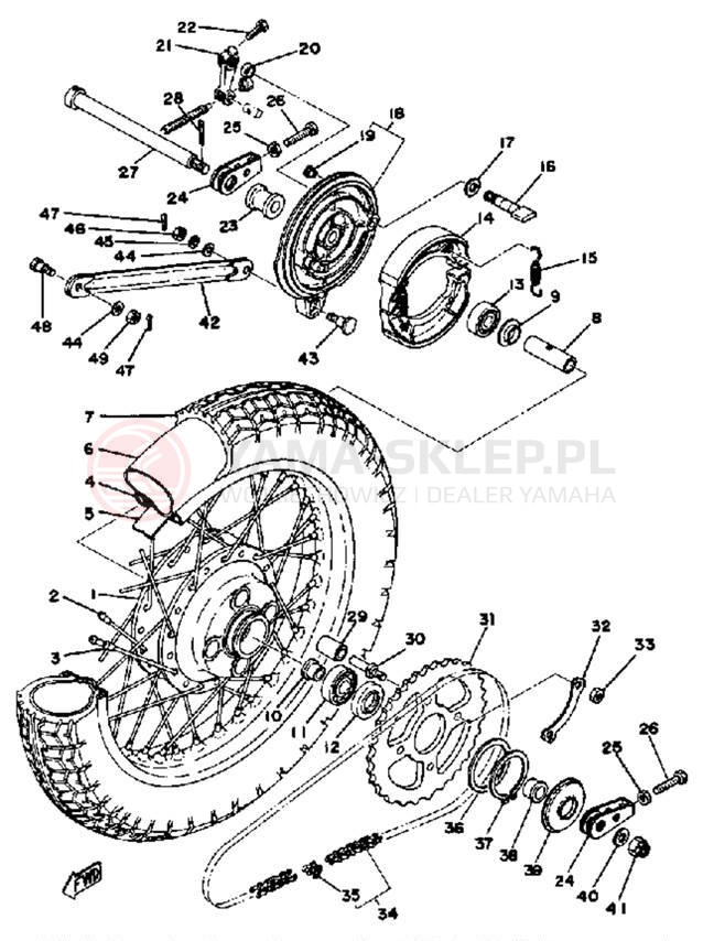 Schemat "Koło tył" do Yamaha XS360C