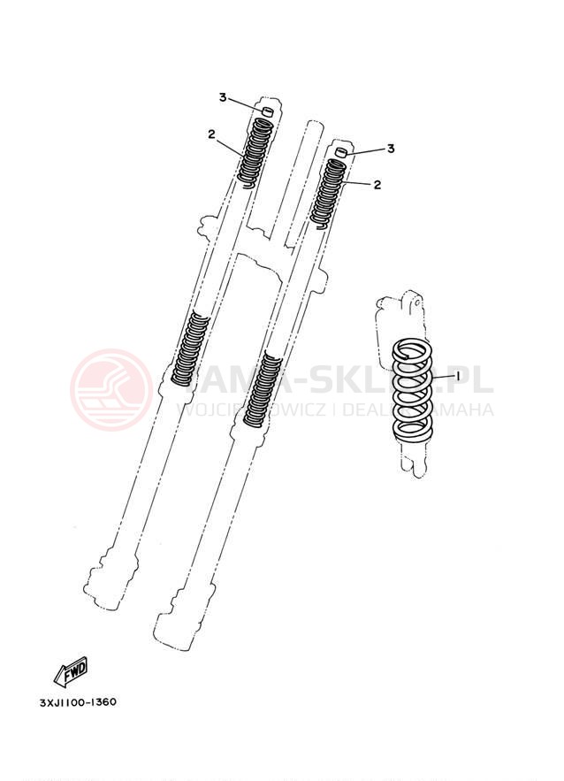 Schemat "Zawieszenie przód" do Yamaha YZ125 YZ125T1