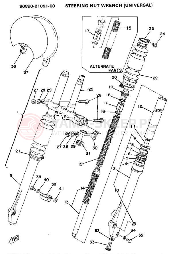 Schemat "Amortyzatory przód" do Yamaha IT175F