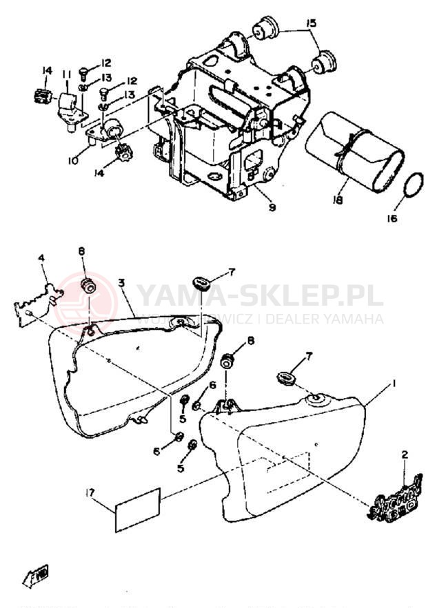 Schemat "Tylny błotnik" do Yamaha XS650SG