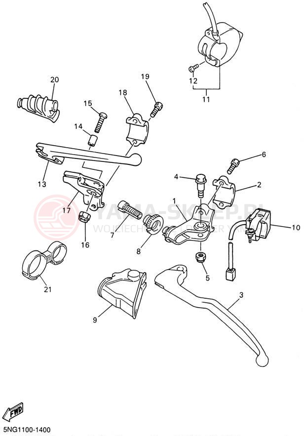 Schemat "Kierownica i osprzęt" do Yamaha WR250F WR250FN