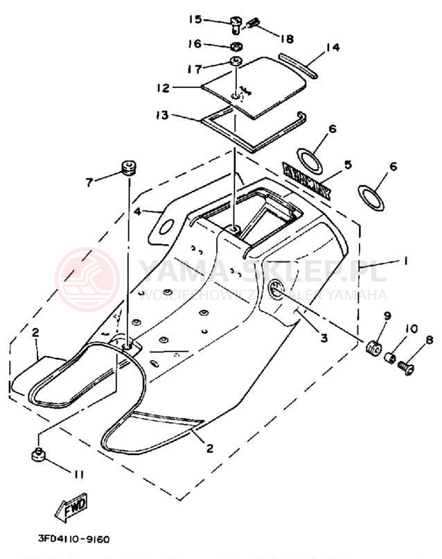 Schemat "Pokrywa boczna" do Yamaha YSR50W