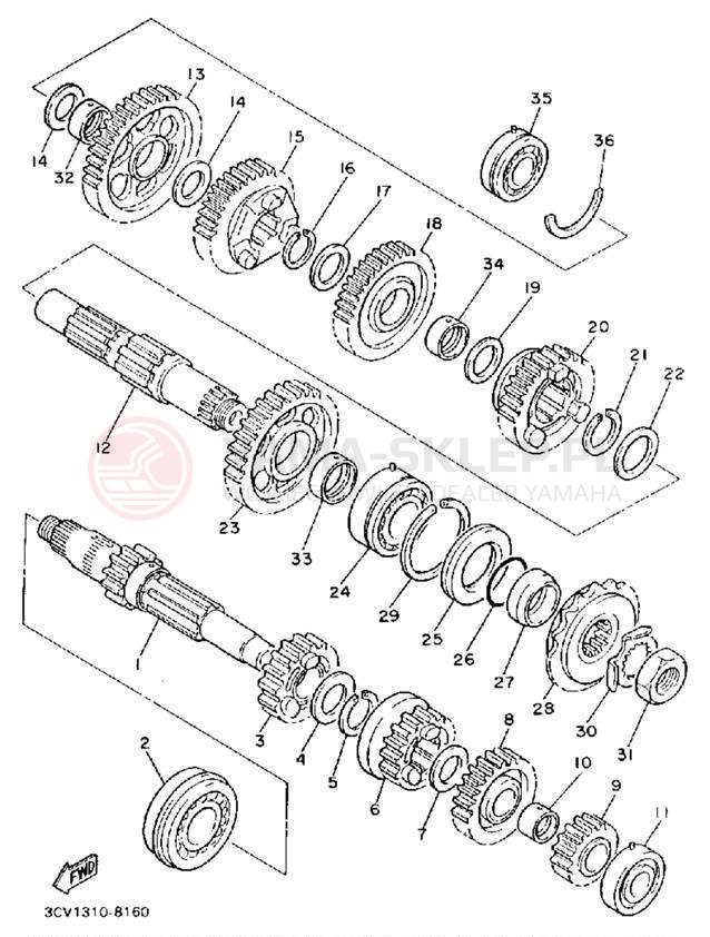 Schemat "Skrzynia biegów " do Yamaha FJ1200B/FJ1200BC