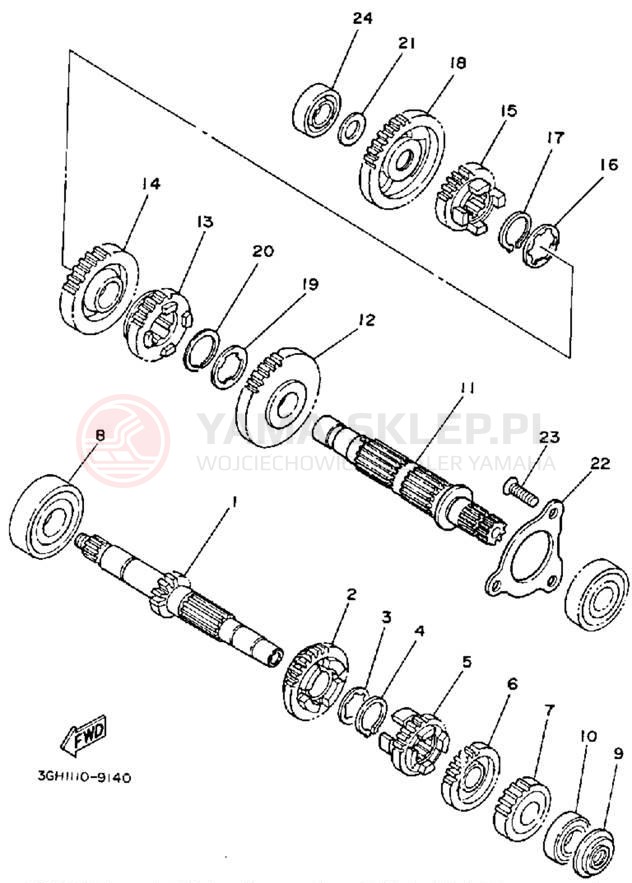 Schemat "Skrzynia biegów " do Yamaha MOTO-4 YFM250B