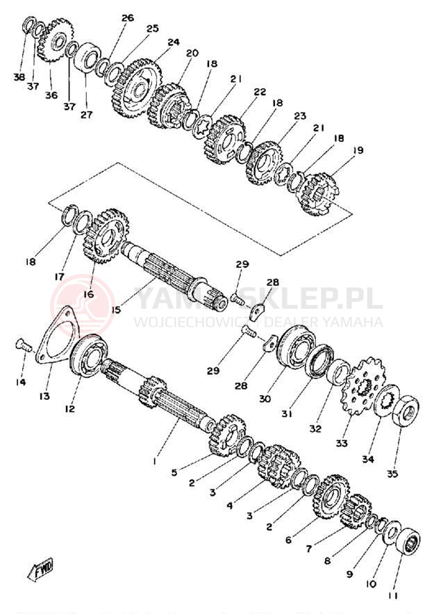 Schemat "Skrzynia biegów " do Yamaha IT250F