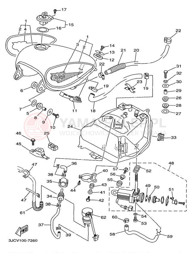 Schemat "zbiornik paliwa" do Yamaha VIRAGO 535 XV535K/XV535KC
