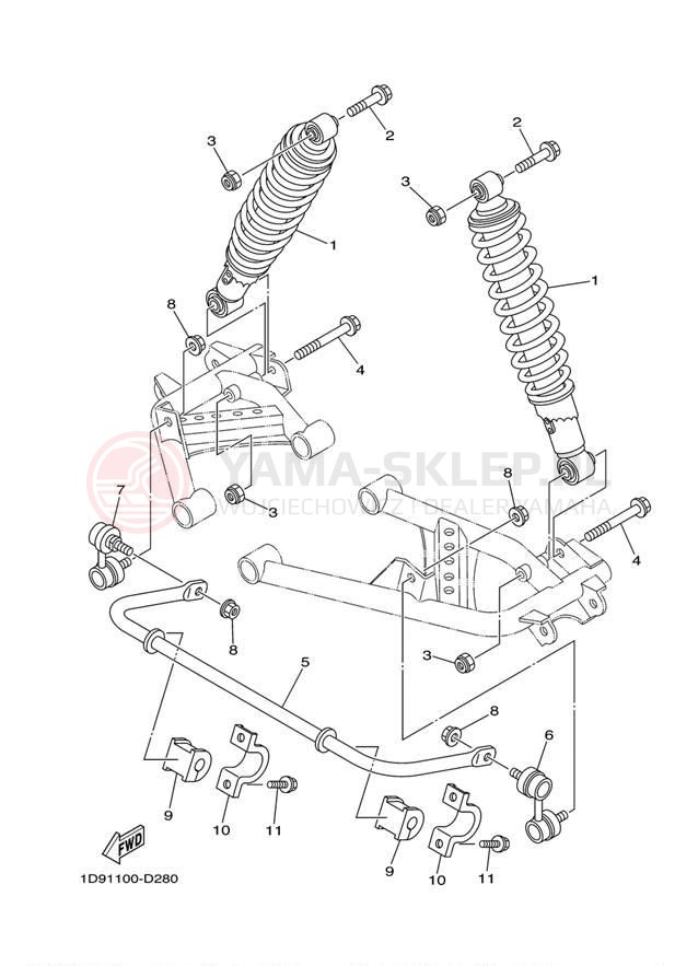 Schemat "zawieszenie tył" do Yamaha GRIZZLY 400 YFM4FGW