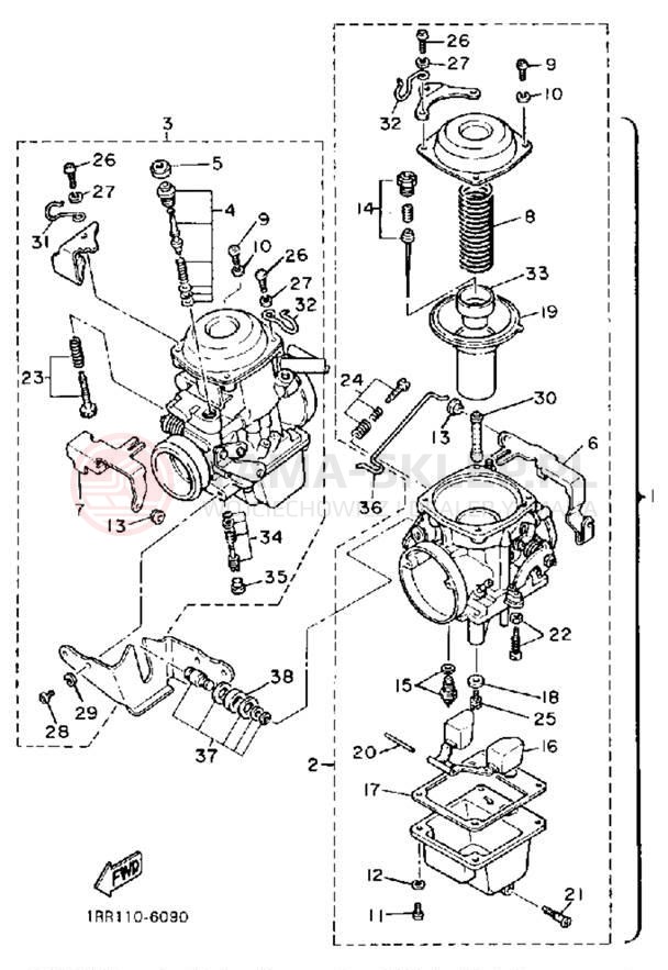 Schemat "Gaźnik" do Yamaha VIRAGO 700 XV700CTC/XV700CT