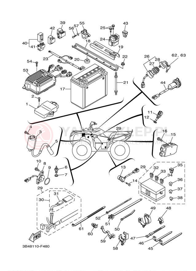 Schemat "układ elektryczny" do Yamaha GRIZZLY 700 DUCKS YFM7FGPDUW
