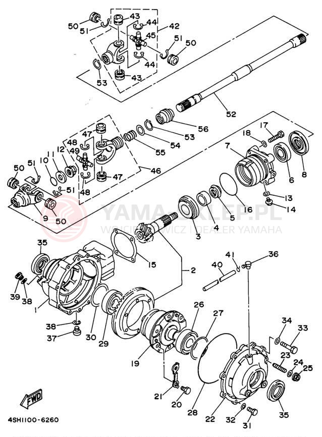 Schemat "Wał napędowy przód" do Yamaha KODIAK 4WD YFM400FWH