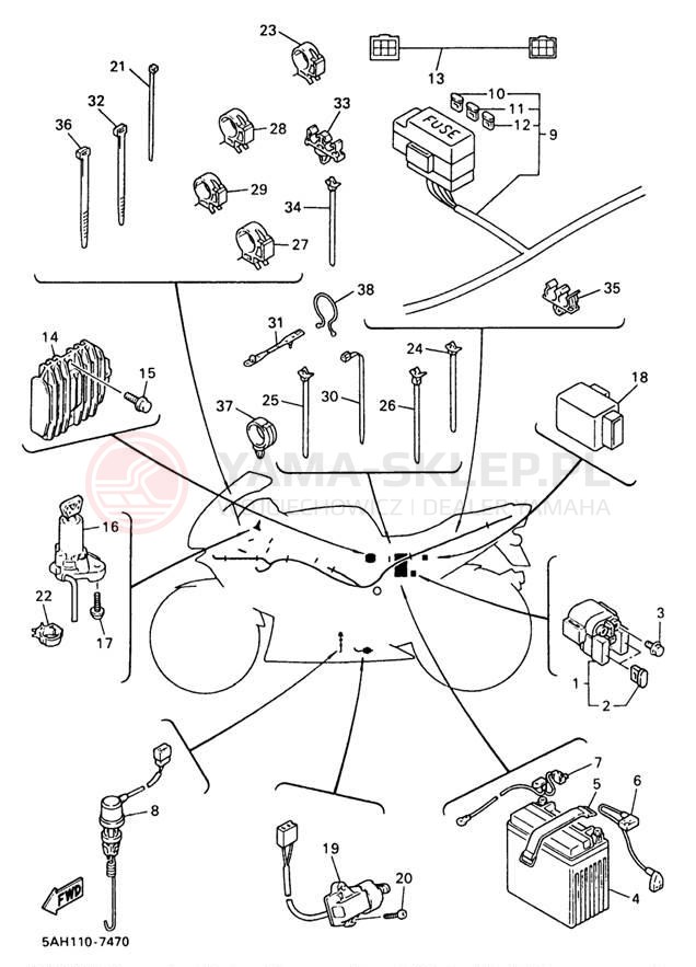 Schemat "układ elektryczny" do Yamaha YZF600RJC/YZF600RJ