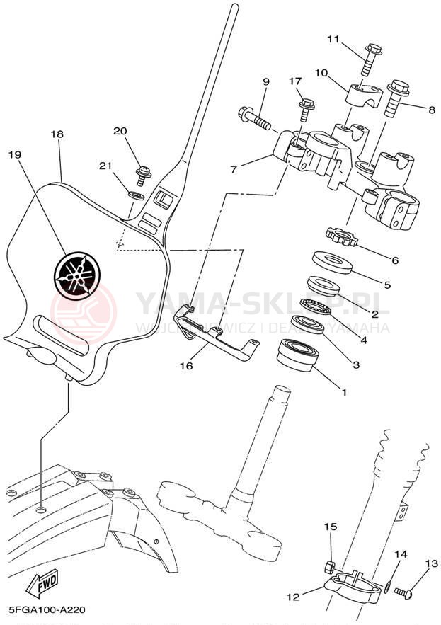 Schemat "Półki zawieszenia" do Yamaha TTR225 TTR225PC/TTR225P