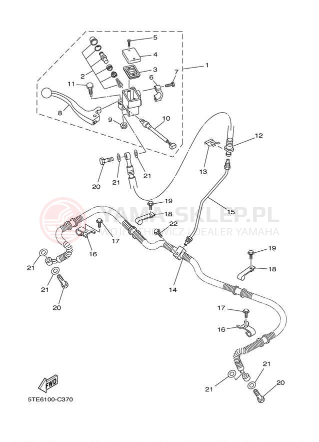Schemat "Pompa hamulcowa przednia" do Yamaha GRIZZLY 350 4WD YFM35FGW