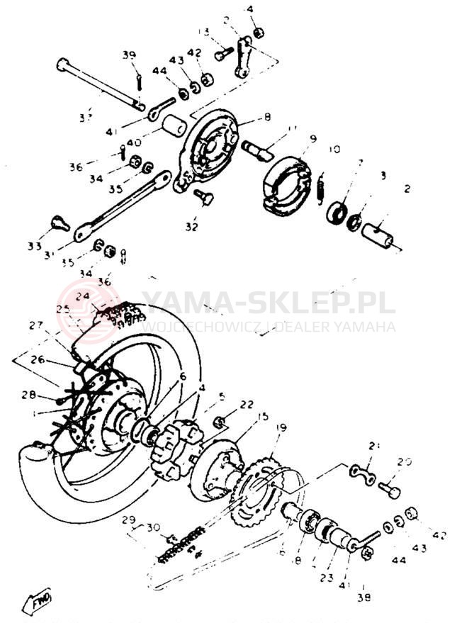 Schemat "Koło tył" do Yamaha Y-ZINGER PW80E