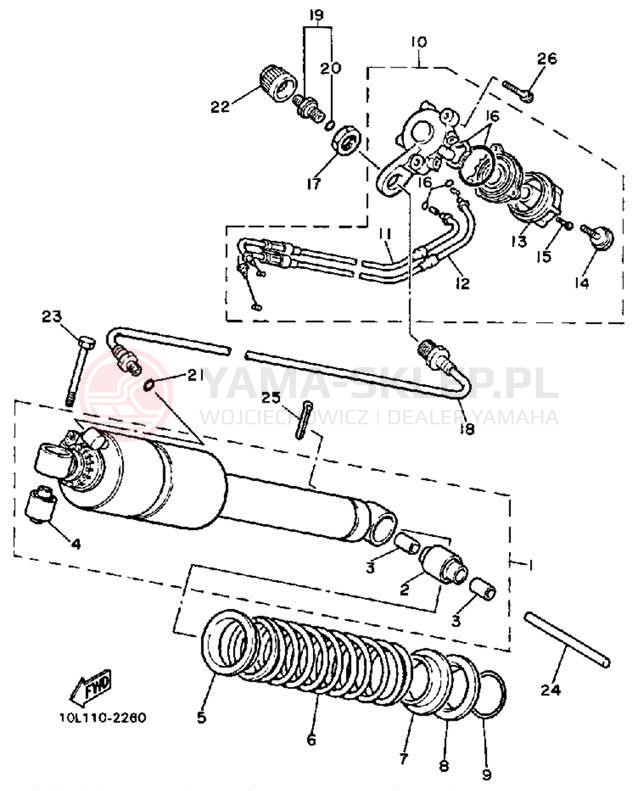 Schemat "zawieszenie tył" do Yamaha MIDNIGHT VIRAGO 750 XV750MK