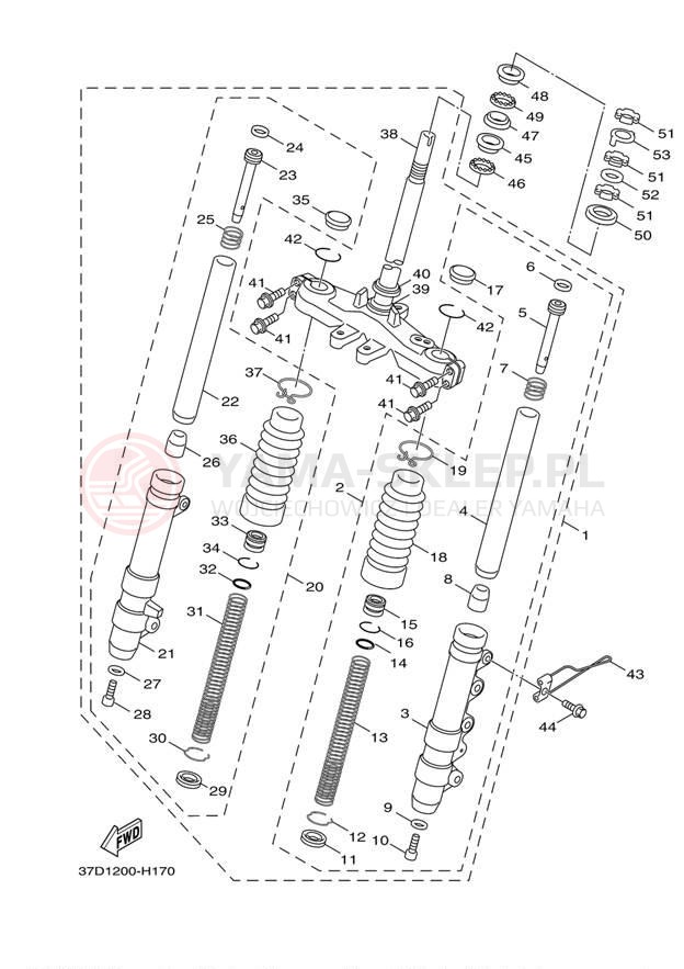 Schemat "Amortyzatory przód" do Yamaha ZUMA 125 YW125EO/YW125EGY