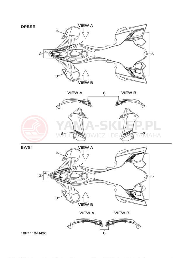 Schemat "naklejki" do Yamaha YFZ450R YFZ450RYL/YFZ450RYW