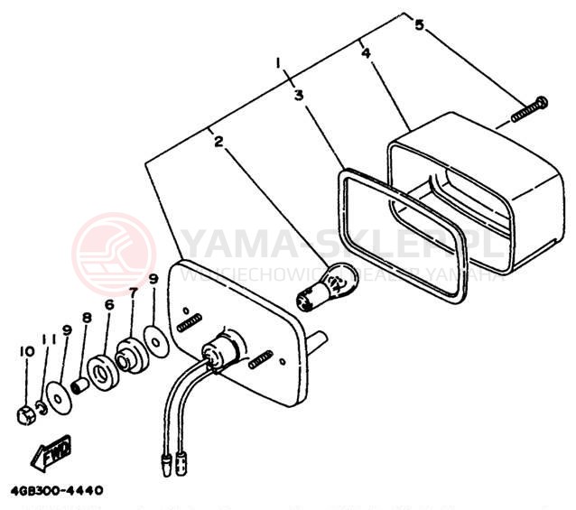 Schemat "lampa tył" do Yamaha BIG BEAR 2WD YFM350UK