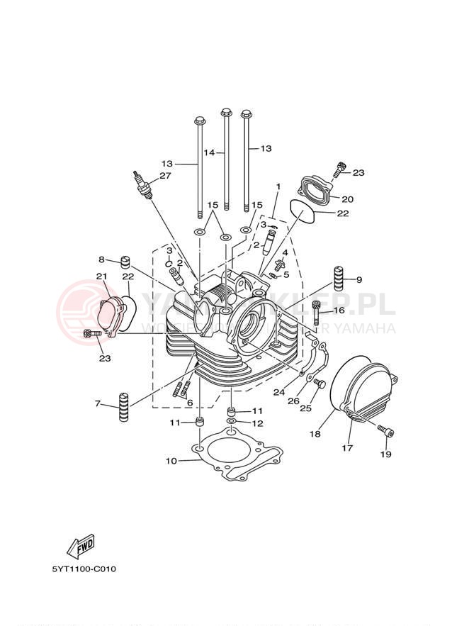Schemat "głowica" do Yamaha RAPTOR 350 SE YFM350RSEV