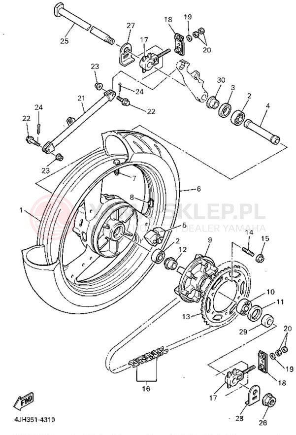 Schemat "Koło tył" do Yamaha YZF600RGC