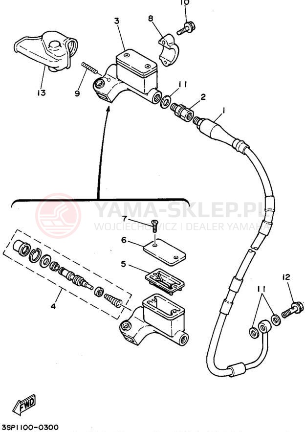 Schemat "Pompa hamulcowa przednia" do Yamaha YZ250G1