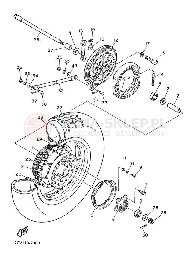 Schemat "Koło tył" do Yamaha VIRAGO 535 XV535K/XV535KC