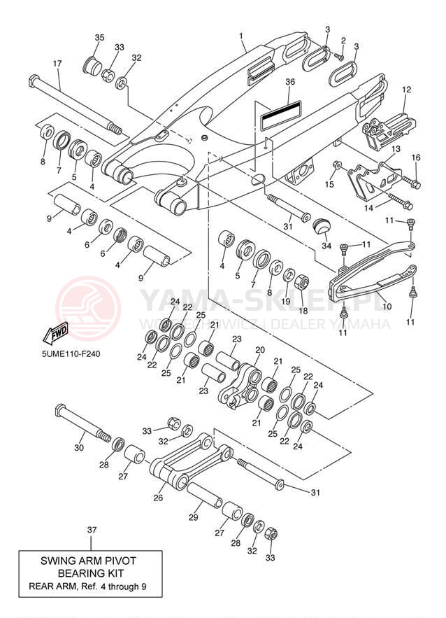 Schemat "wahacz" do Yamaha WR250F WR250FW