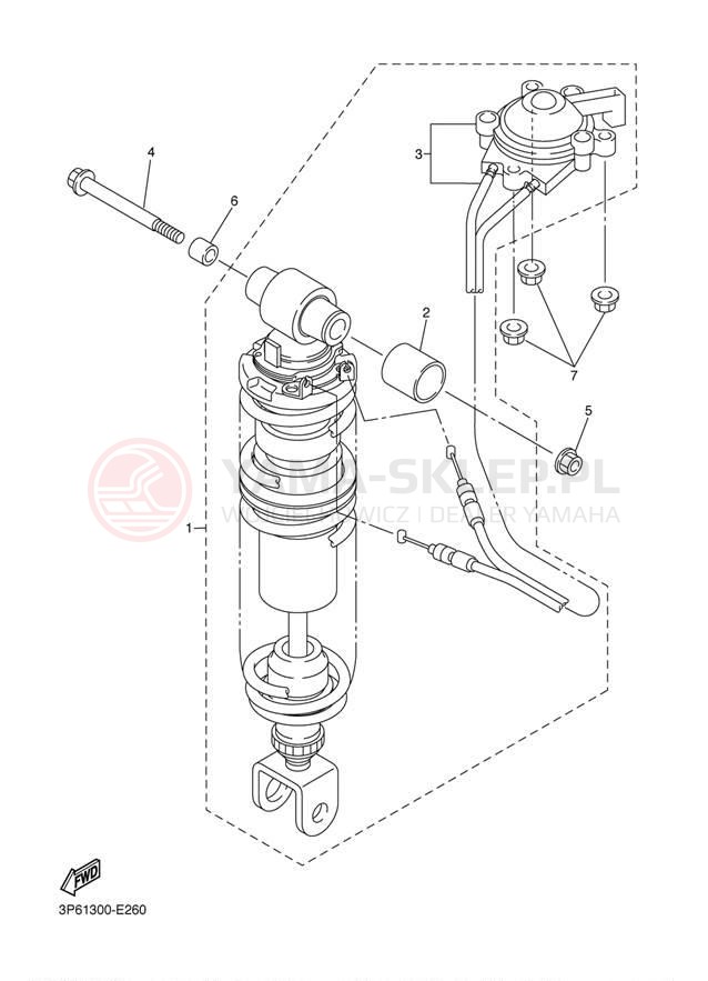 Schemat "zawieszenie tył" do Yamaha FJR13ABS FJR13AVC/FJR13AV