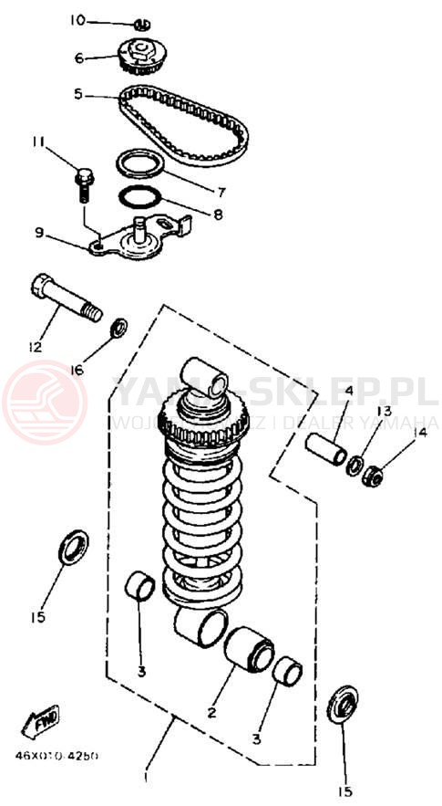Schemat "zawieszenie tył" do Yamaha FZ600T/FZ600TC