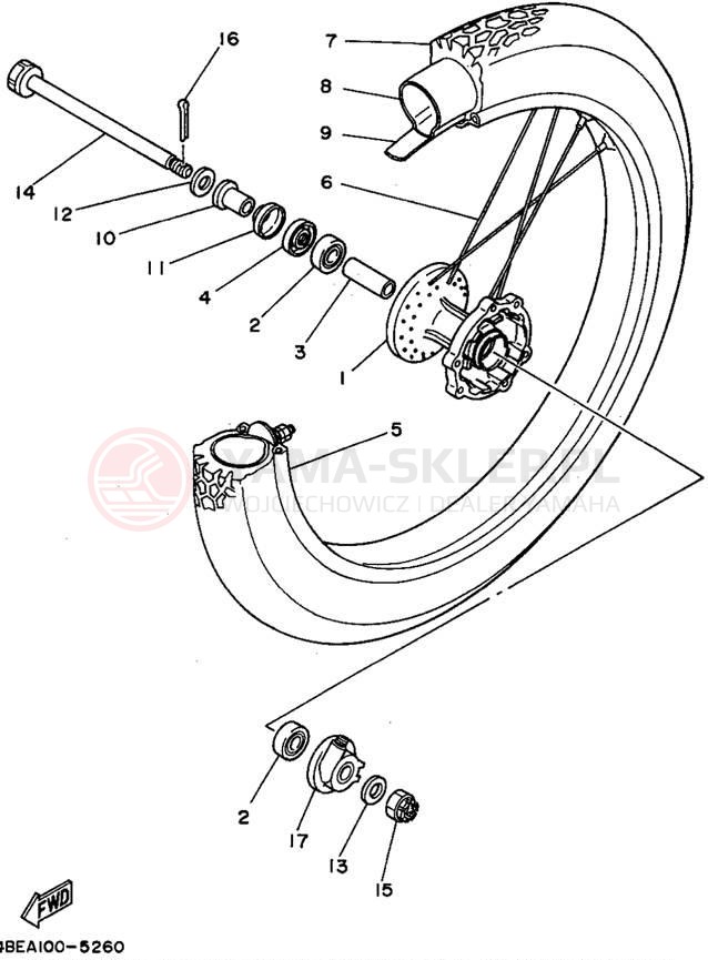 Schemat "Koło przód" do Yamaha SEROW XT225G/XT225GC