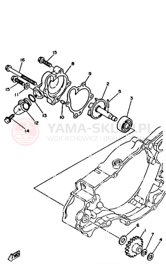 Schemat "Pompa wody" do Yamaha YZ250 YZ250B1