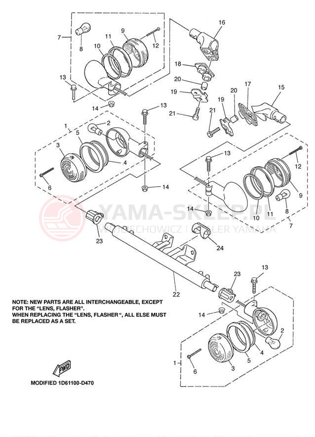 Schemat "kierunkowskazy" do Yamaha XVZ13LTN/XVZ13LTNC