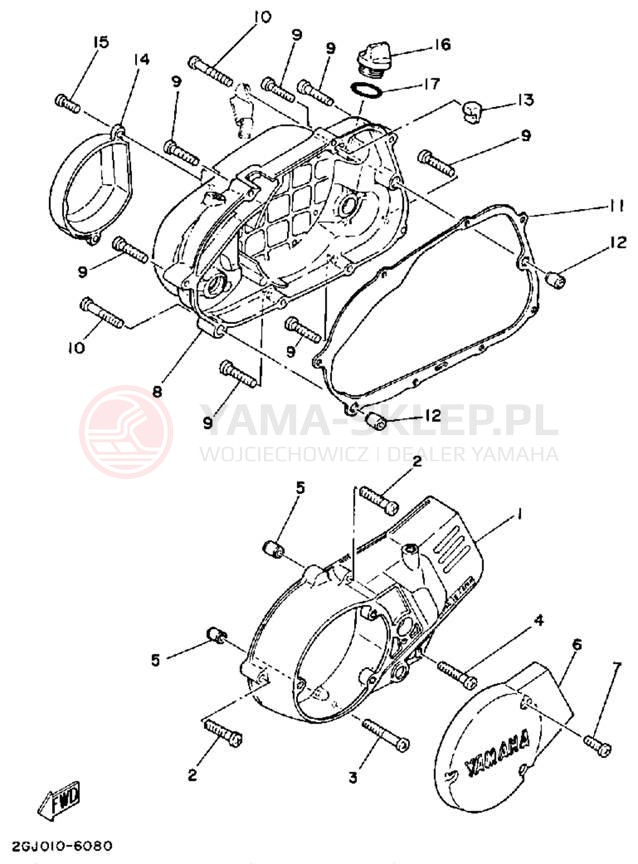 Schemat "Pokrywa silnika" do Yamaha YSR50T