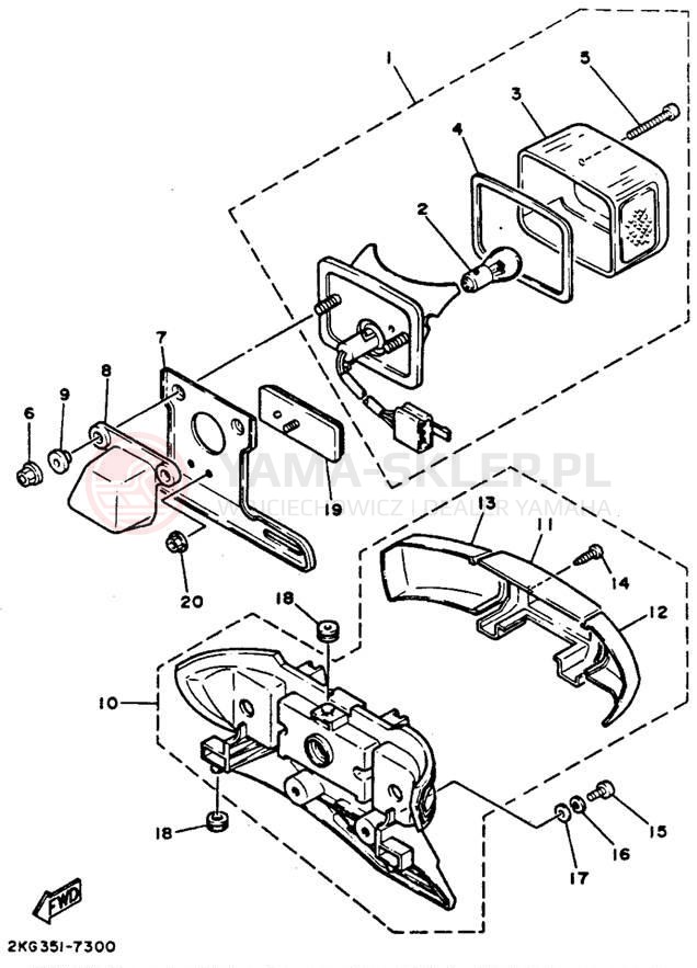 Schemat "lampa tył" do Yamaha RAZZ SH50E