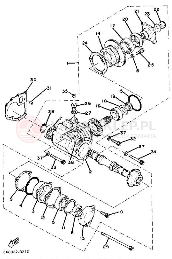 Schemat "Przeniesienie napędu" do Yamaha XJ1100J