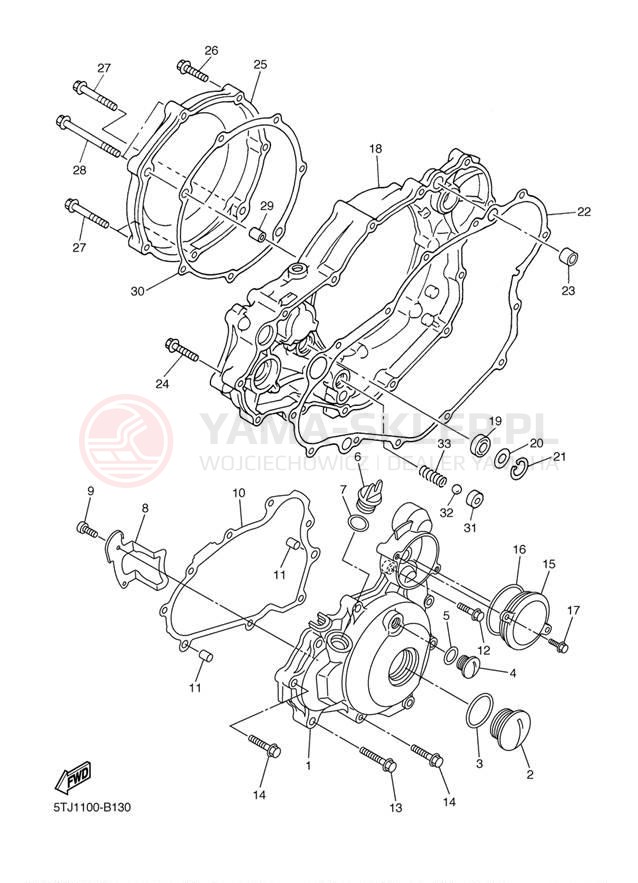 Schemat "Pokrywa silnika" do Yamaha WR450F WR450FT